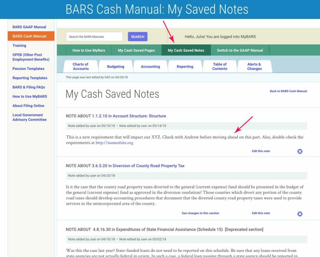 MyBARS manual workflow for government accountants: pane 4.